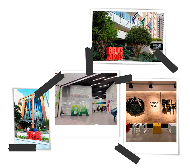 Montagem de fotos do campus da Belas Artes